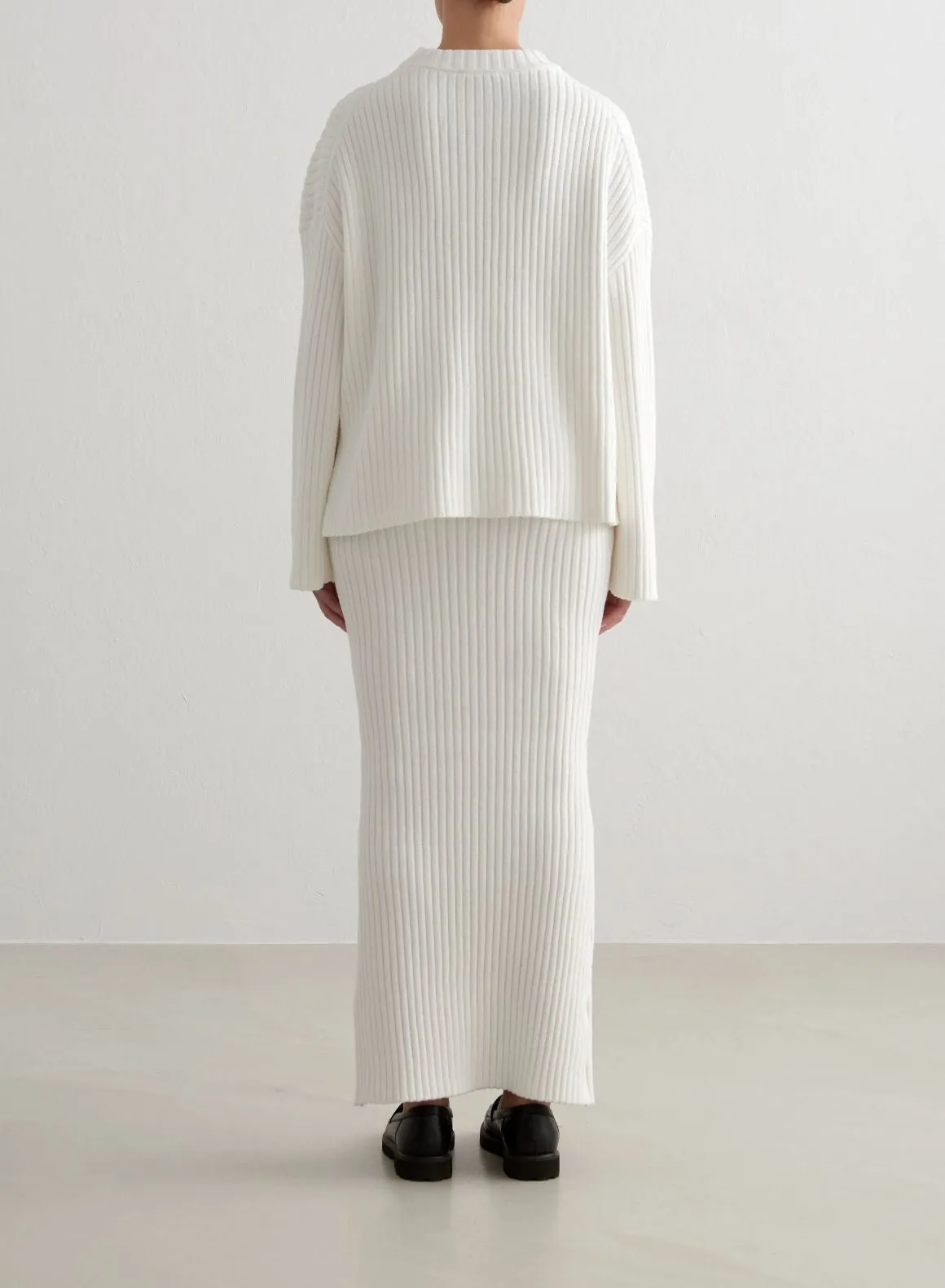 Almond White Rib Knit Sweater & Skirt Set sold by Aimn product image thumbnail 2