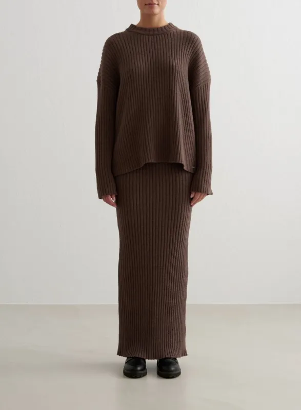 Macchiato Rib Knit Sweater & Skirt Set sold by Aimn