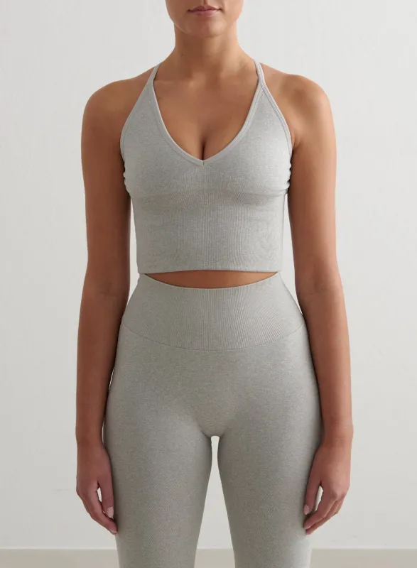 Grey Melange Shape Seamless Cross Back Bralette sold by Aimn