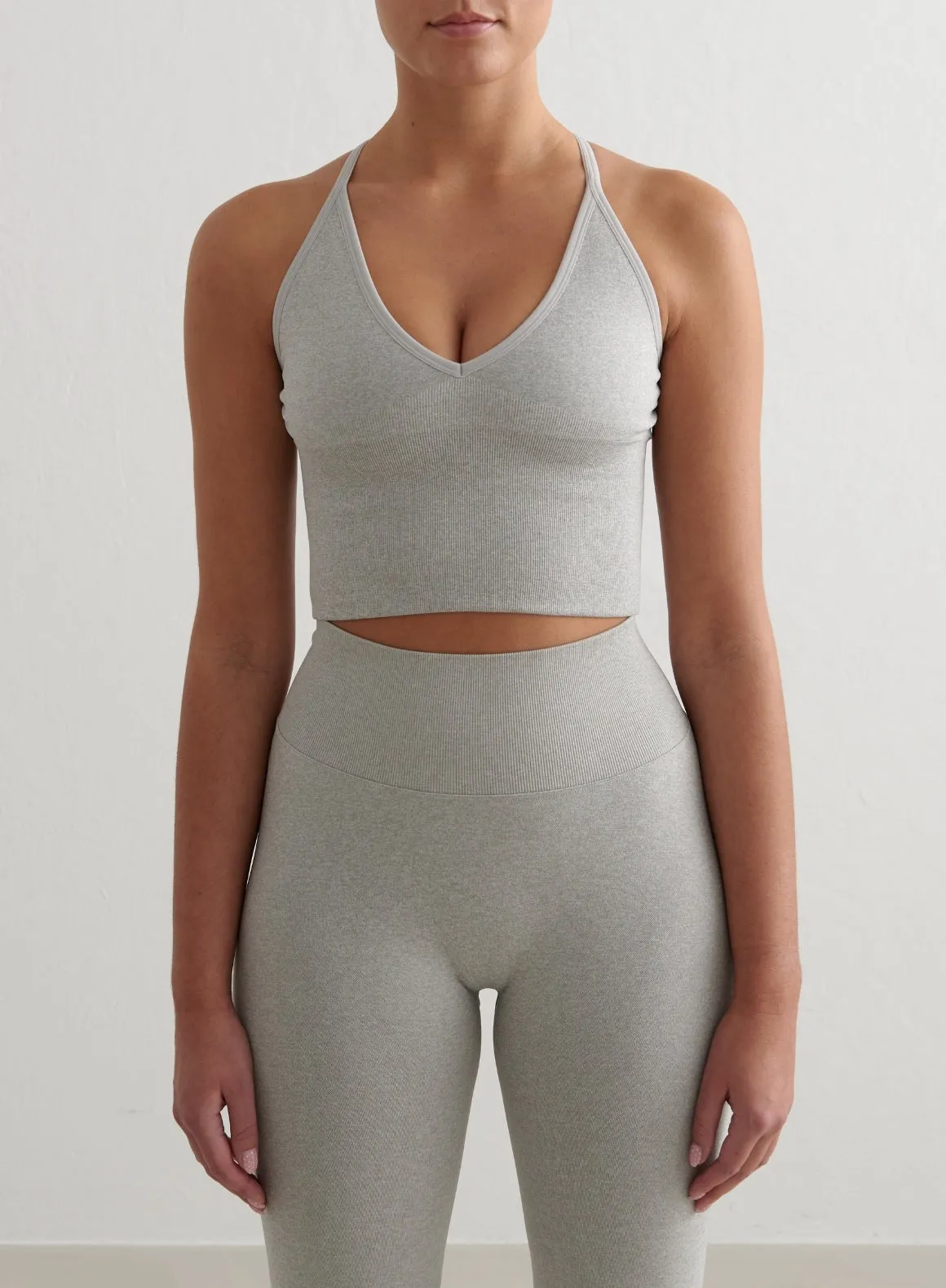 Grey Melange Shape Seamless Cross Back Bralette sold by Aimn