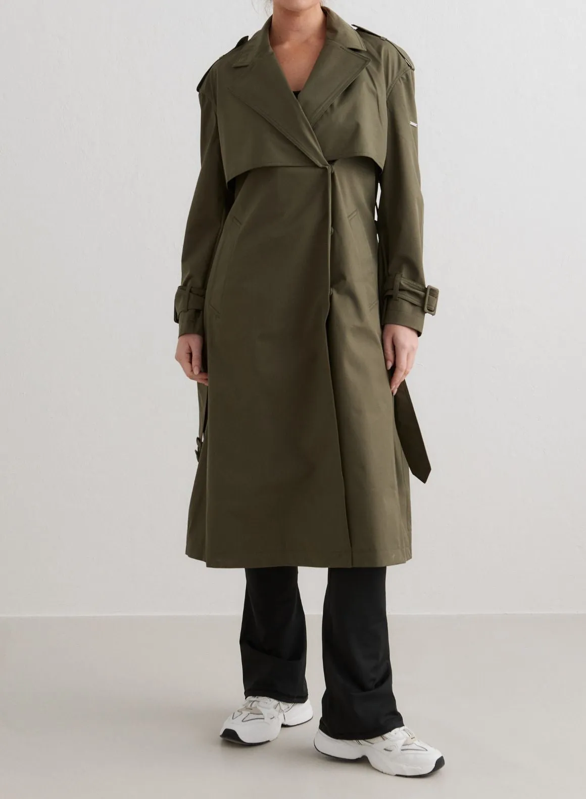 Khaki Recycled Tech Trench Coat sold by Aimn product image thumbnail 3