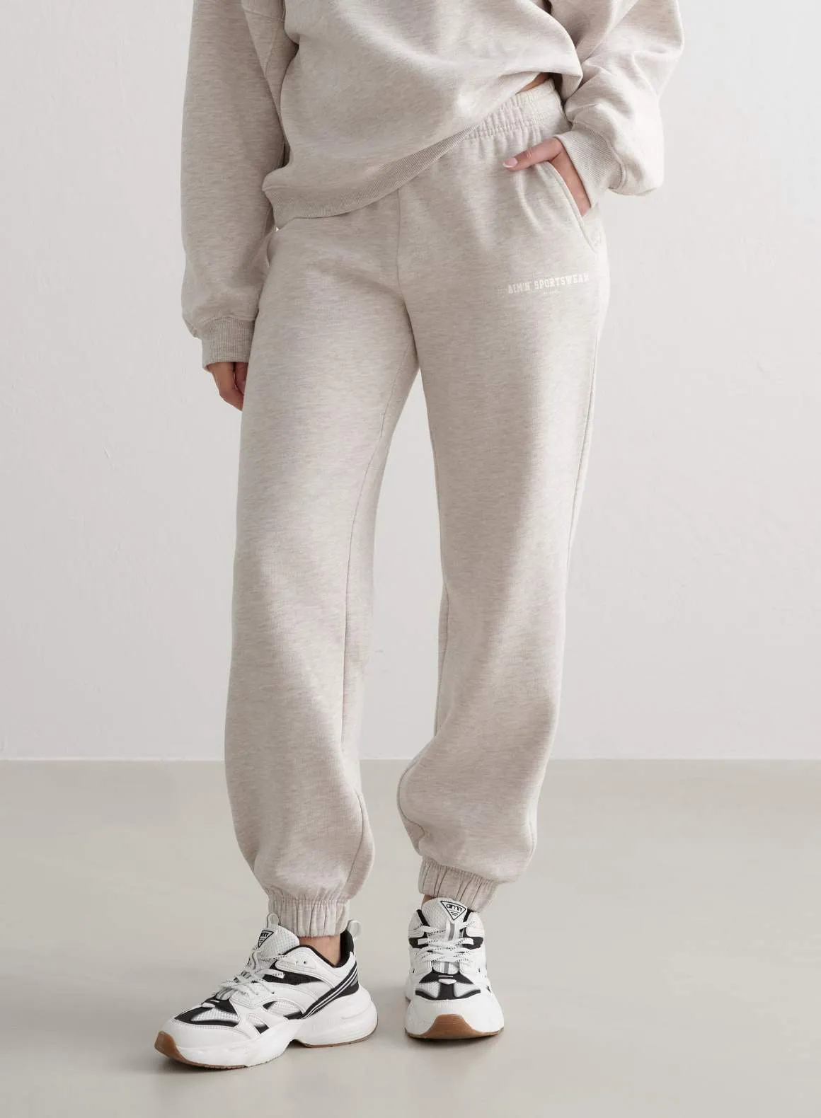 Beige Melange Classic Sweatpants sold by Aimn product image thumbnail 3