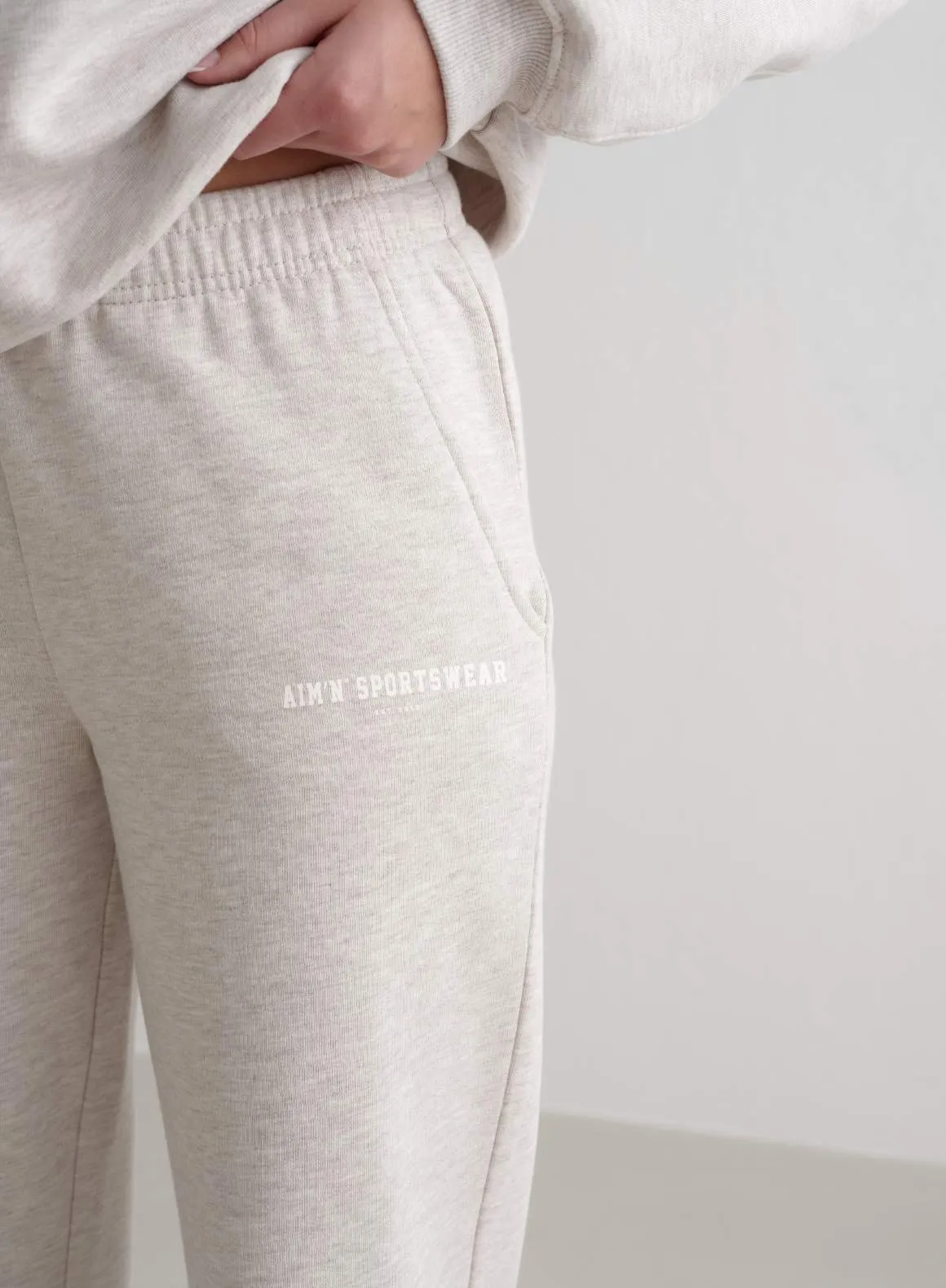 Beige Melange Classic Sweatpants sold by Aimn product image thumbnail 5