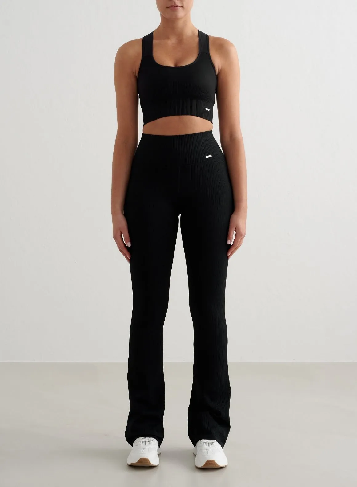 Black Ribbed Seamless Flare Tall Tights sold by Aimn