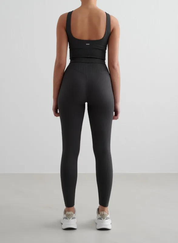 Shadow Grey Ribbed Seamless Tall Tights sold by Aimn