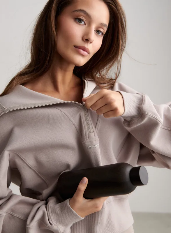 Dark Clay Sportif Half Zip Hood sold by Aimn