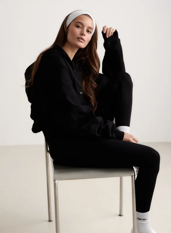 Black Sportif Half Zip Hood made by Aimn