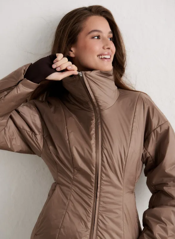 Espresso High Neck Contour Jacket made by Aimn