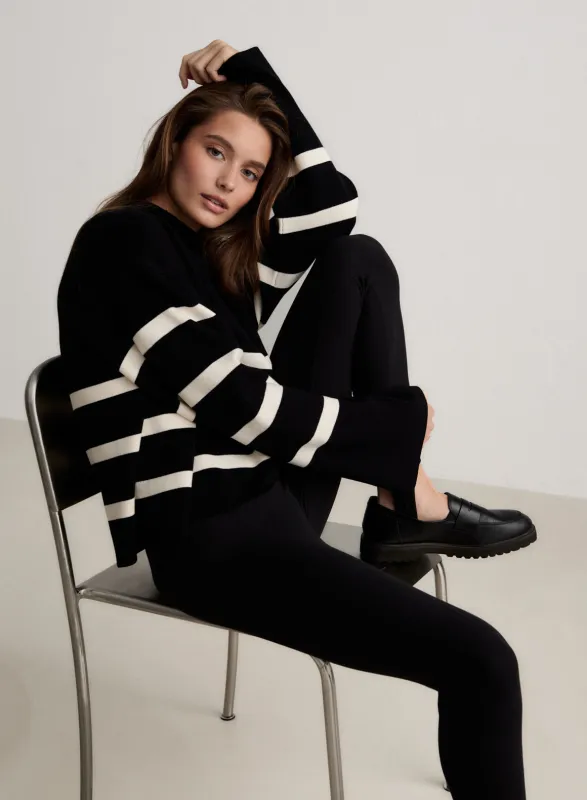 Black Stripe Perfect Knit Long Sleeve sold by Aimn
