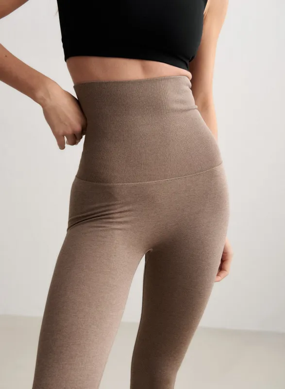 Espresso Melange Shape Seamless Core Control Tights sold by Aimn