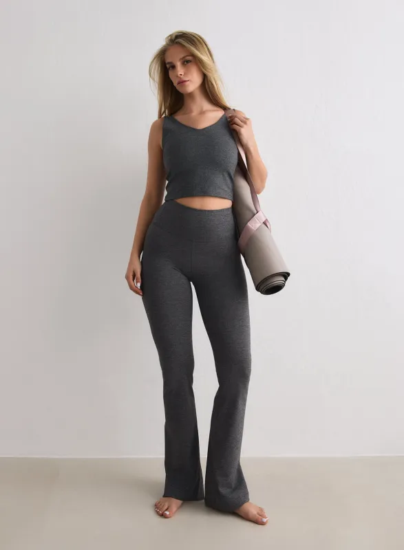 Dark Grey Melange Sense Flare Tights sold by Aimn