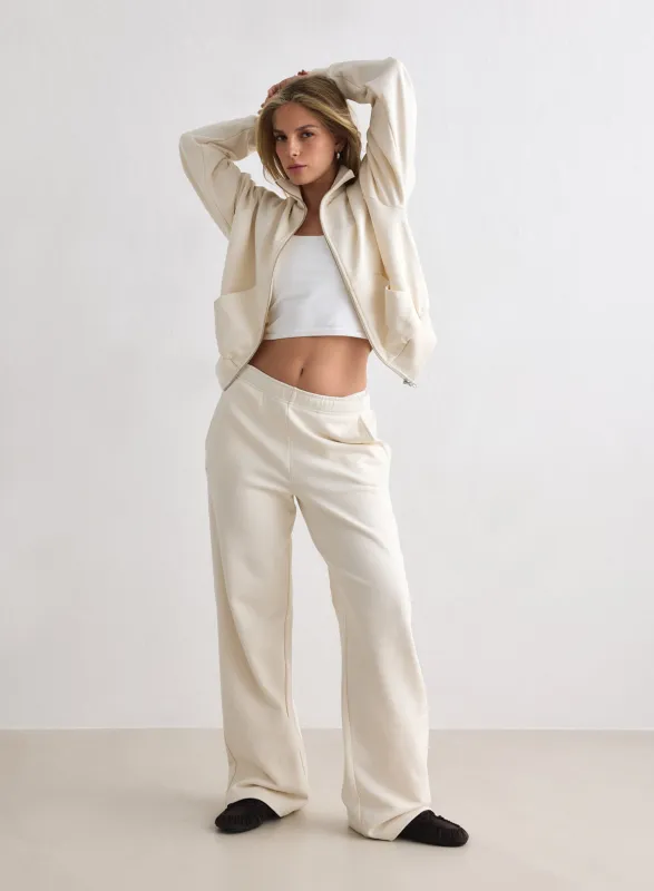 Cream Chunky Terry Sweatpants made by Aimn