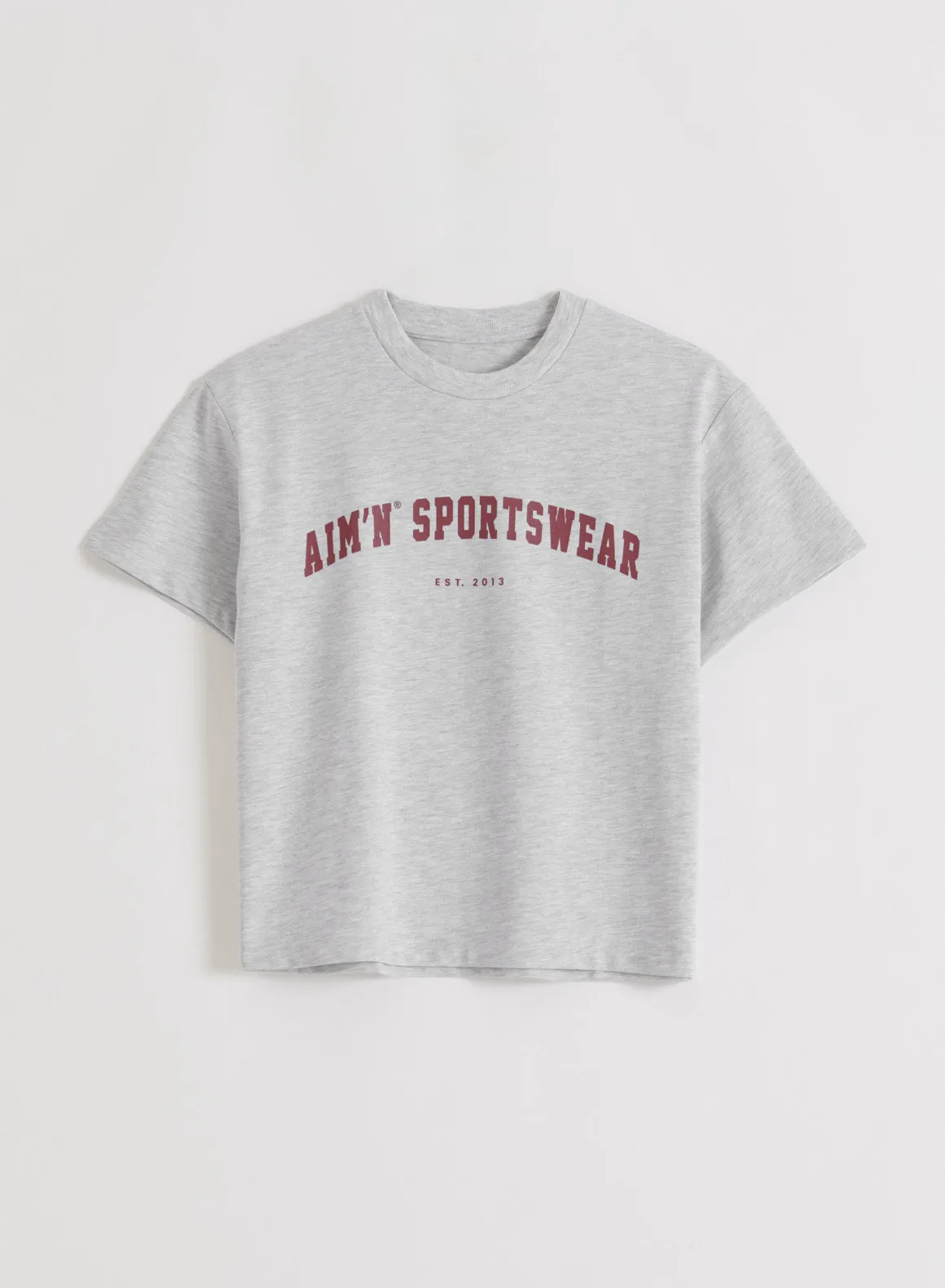 Light Grey Melange Varsity Boxy T-shirt sold by Aimn product image thumbnail 5