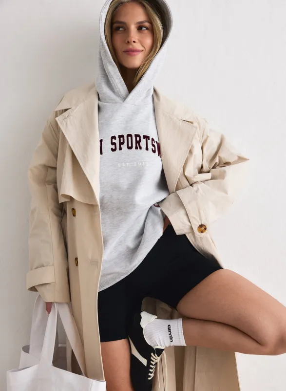 Light Grey Melange Varsity Sweat Hood sold by Aimn