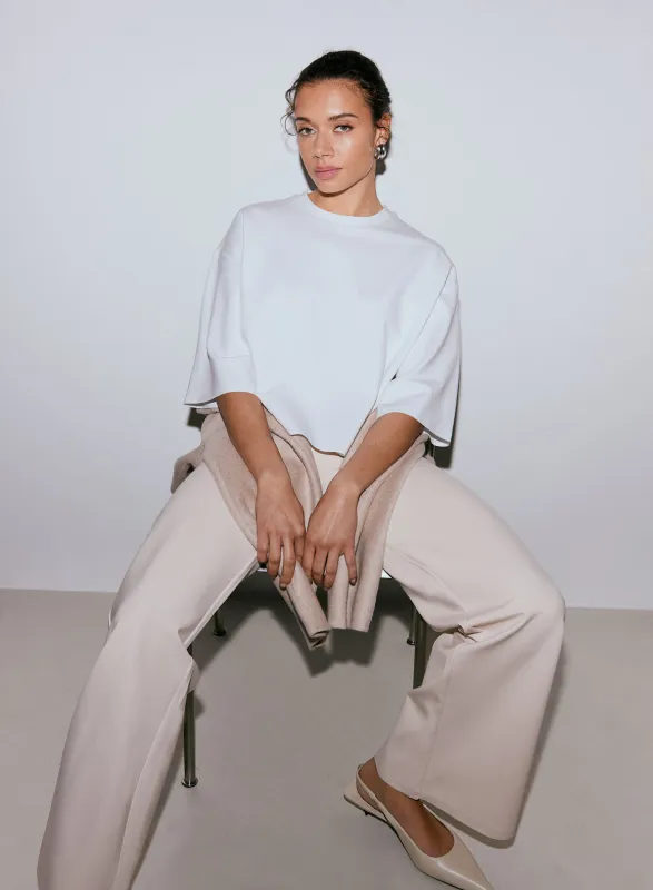 White Luxe Boxy Short Sleeve made by Aimn