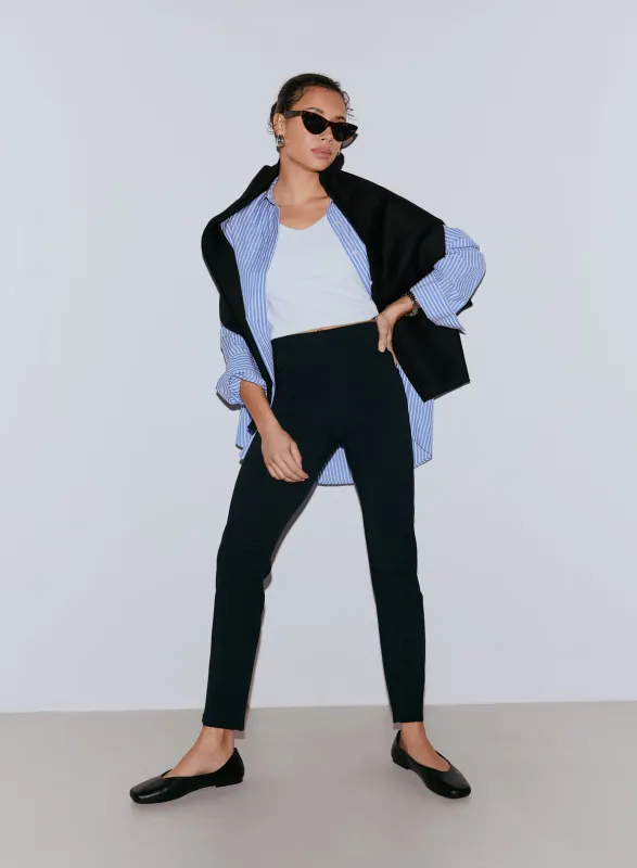 Black Luxe Pintuck pants made by Aimn
