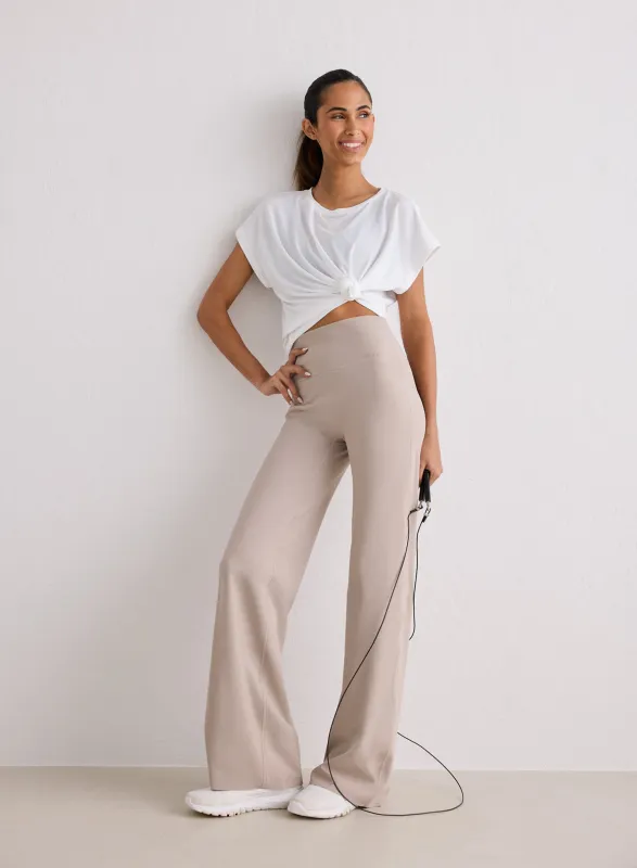 Dark Clay Sense Straight Leg Tights made by Aimn