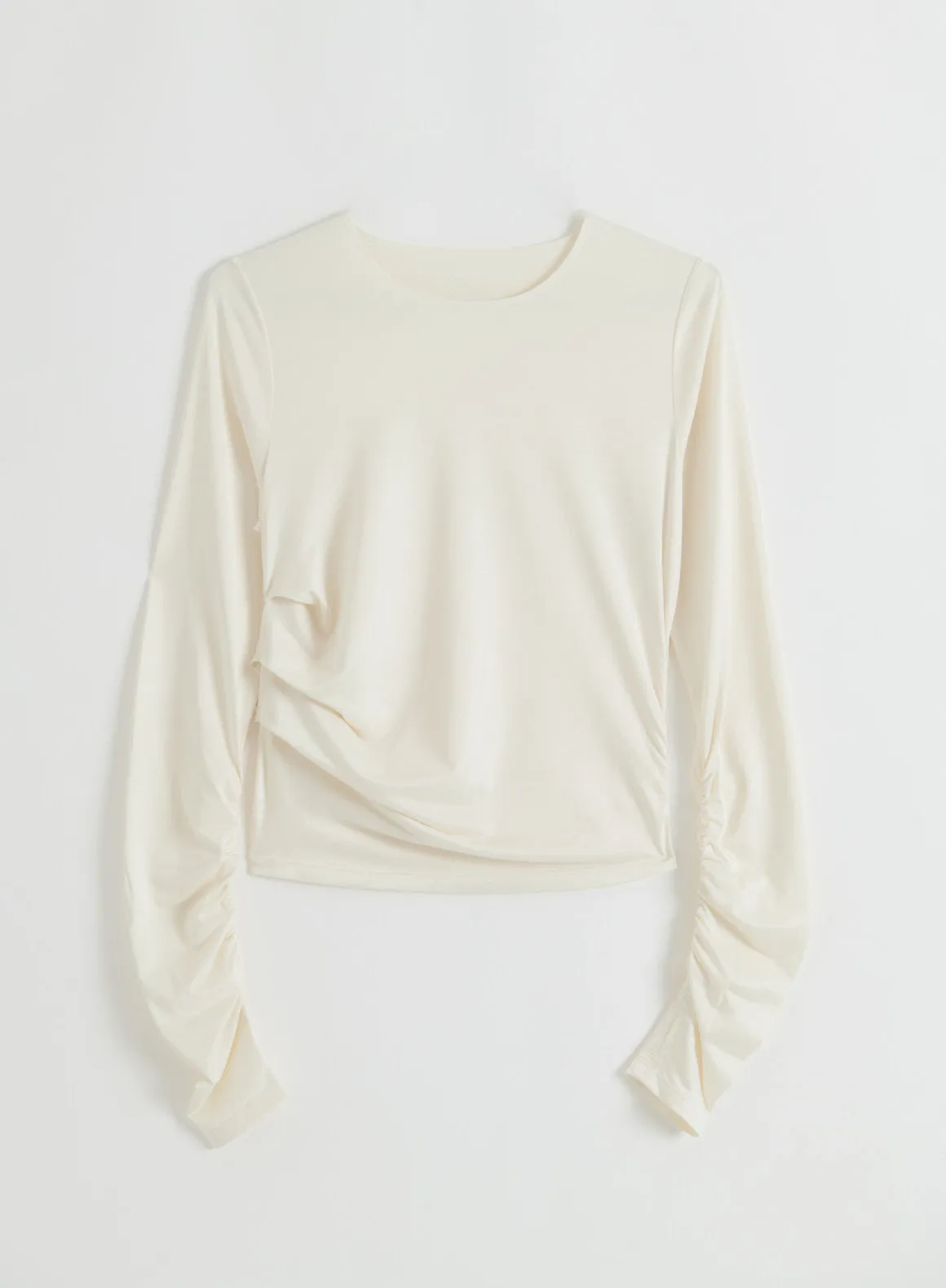 Off White Luminous Draped Long Sleeve sold by Aimn product image thumbnail 5