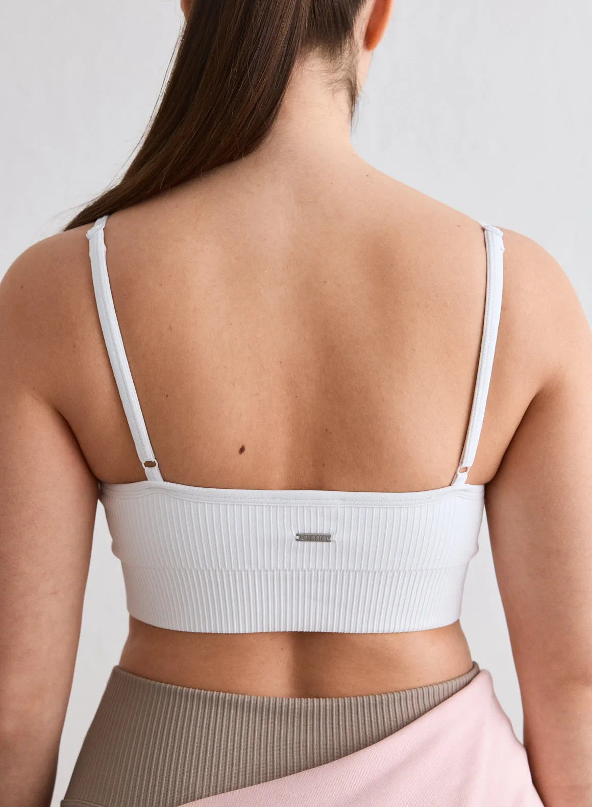 White Ribbed Seamless Deep Cut Bra sold by Aimn product image thumbnail 2