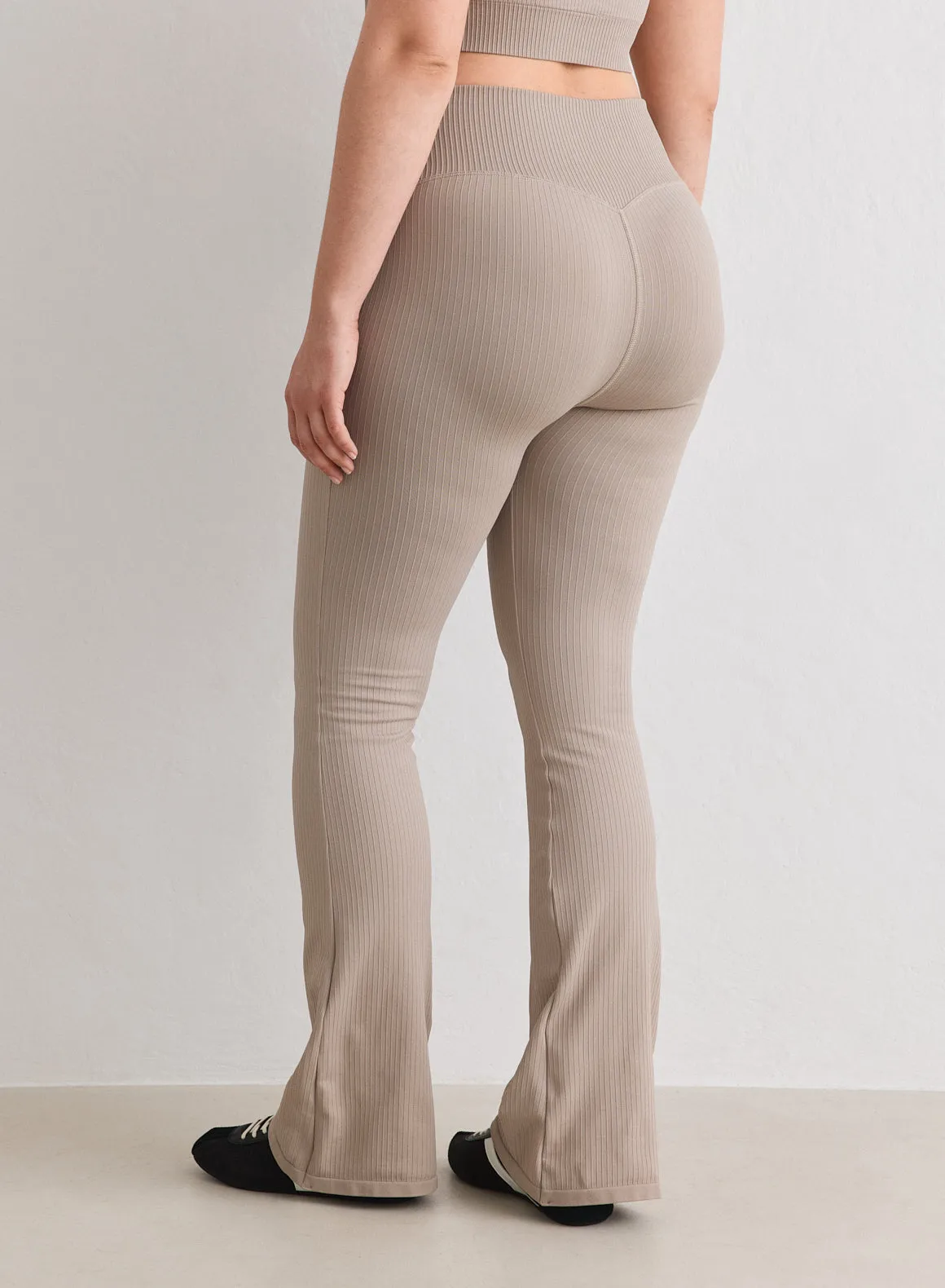 Dark Clay Ribbed Seamless Flare Petite Tights sold by Aimn product image thumbnail 3