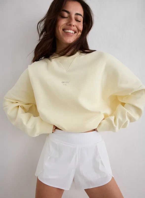 Lemon White Le Run Running Sweatshirt made by Aimn