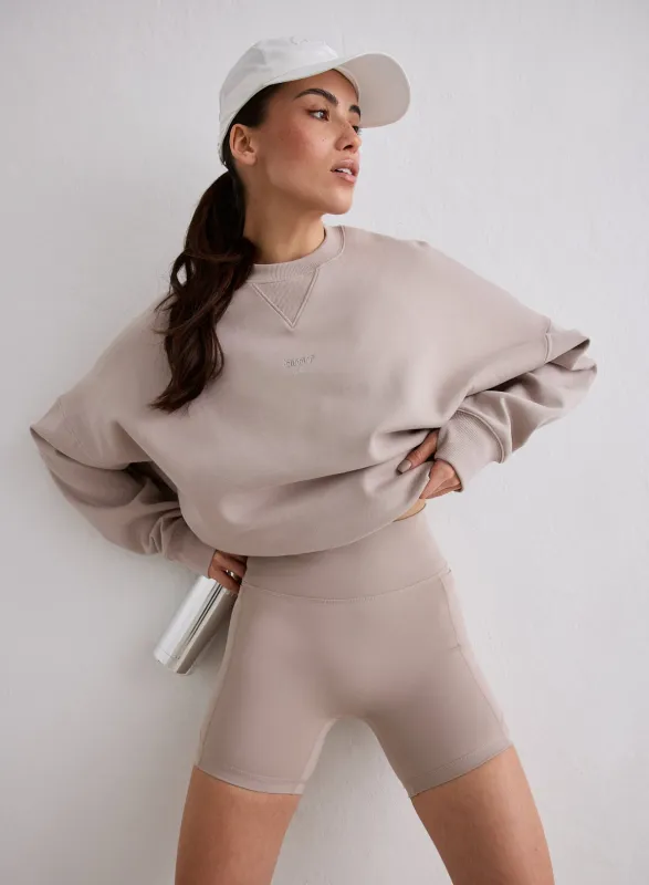 Dark Clay Running Midi Biker Shorts made by Aimn