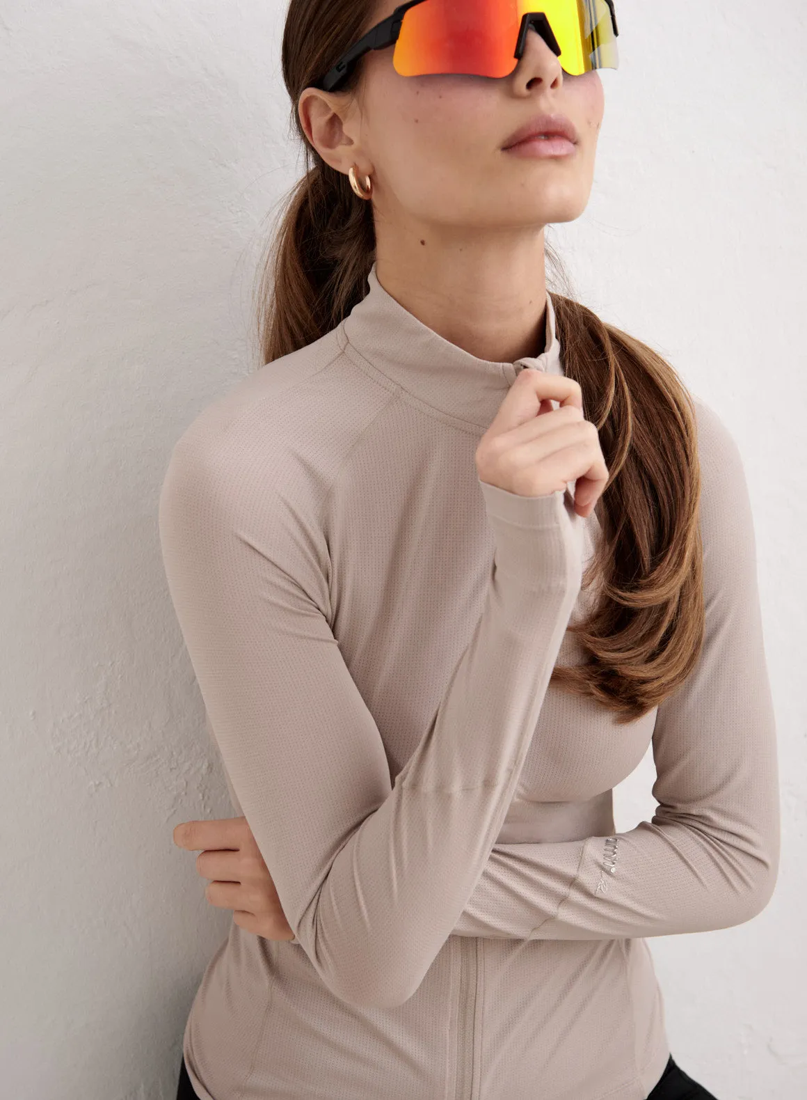 Dark Clay Running Zip Long Sleeve sold by Aimn product image thumbnail 4