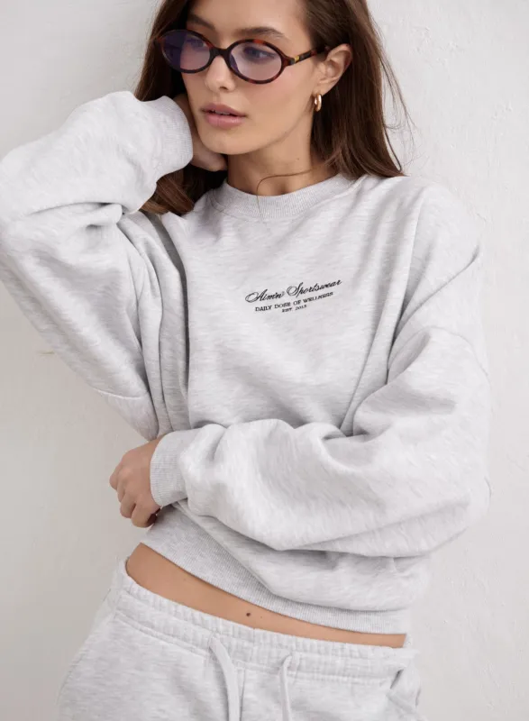 Light Grey Melange Script Sweatshirt made by Aimn