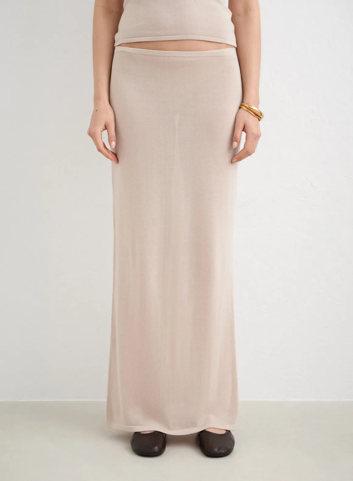 Sand Silk Knit Maxi Skirt sold by Aimn product image thumbnail 5