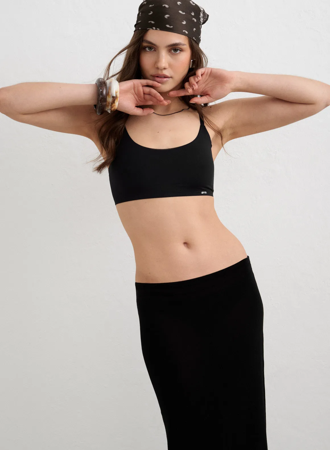 Black Silk Knit Maxi Skirt sold by Aimn