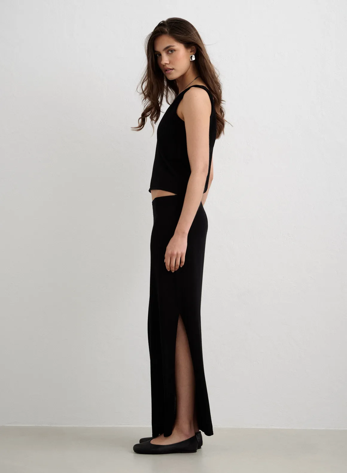 Black Silk Knit Maxi Skirt sold by Aimn product image thumbnail 3