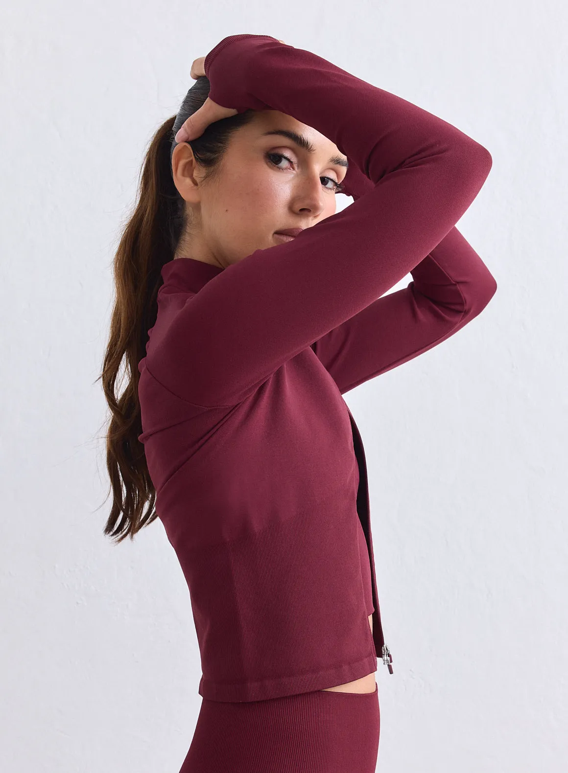 Merlot Shape Seamless Zip Jacket sold by Aimn product image thumbnail 3