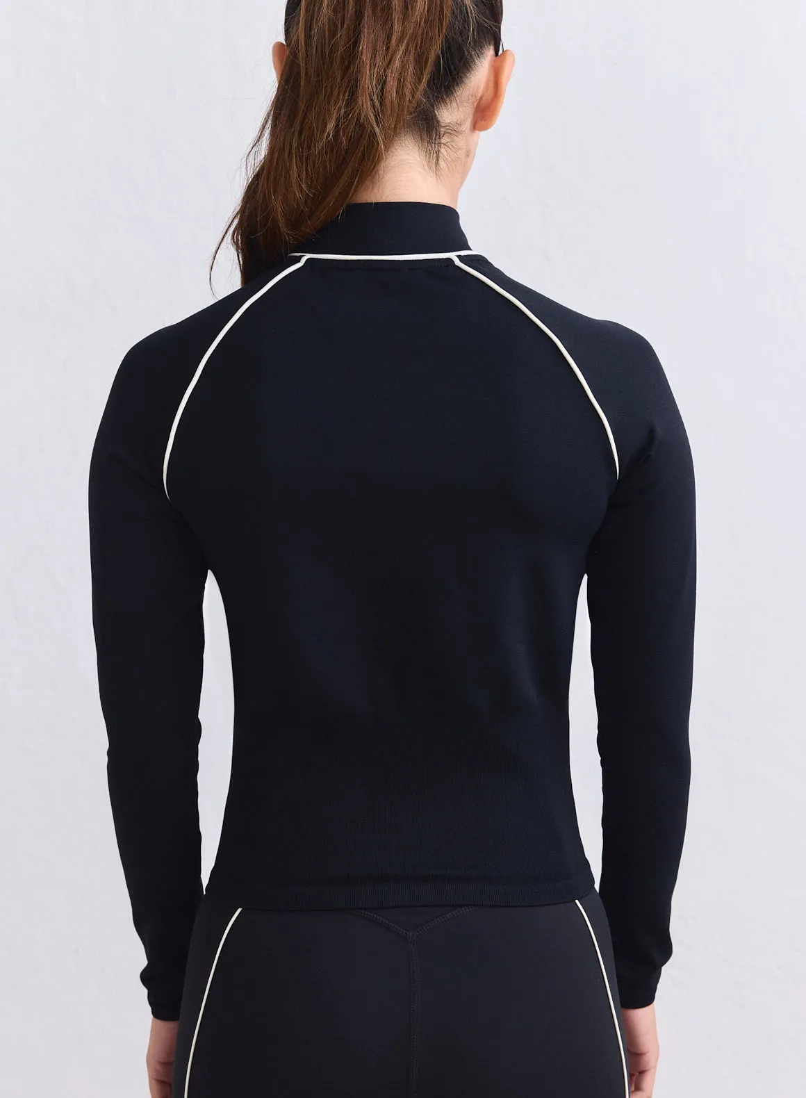 Black Shape Seamless Contrast Zip Jacket sold by Aimn product image thumbnail 5