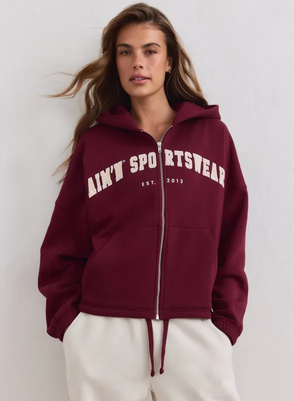 Merlot Varsity Sweat Zip Hood made by Aimn