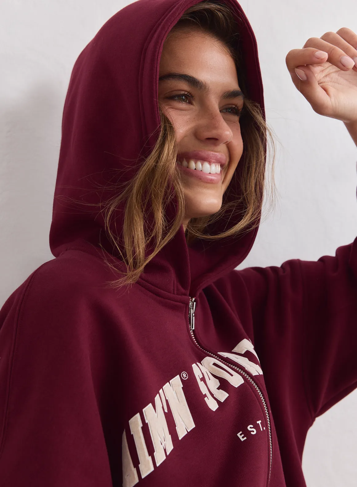 Merlot Varsity Sweat Zip Hood sold by Aimn product image thumbnail 3
