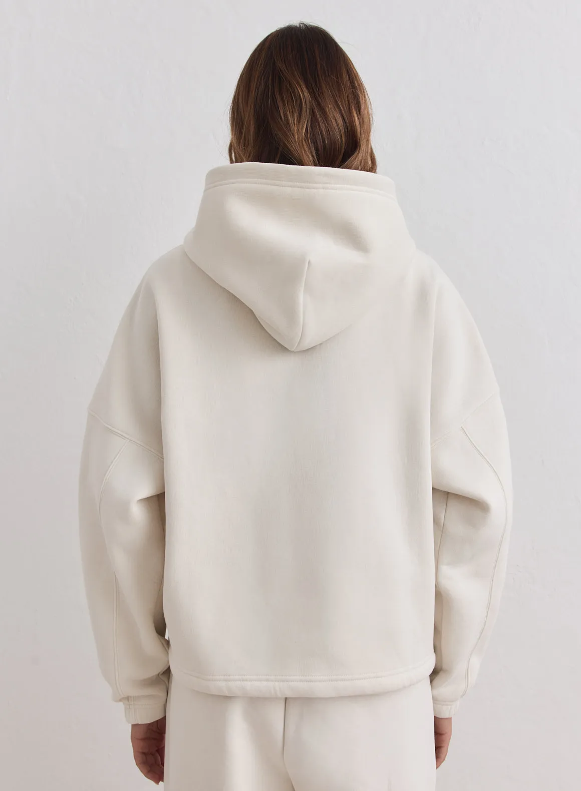 Cream Varsity Sweat Zip Hood sold by Aimn product image thumbnail 5