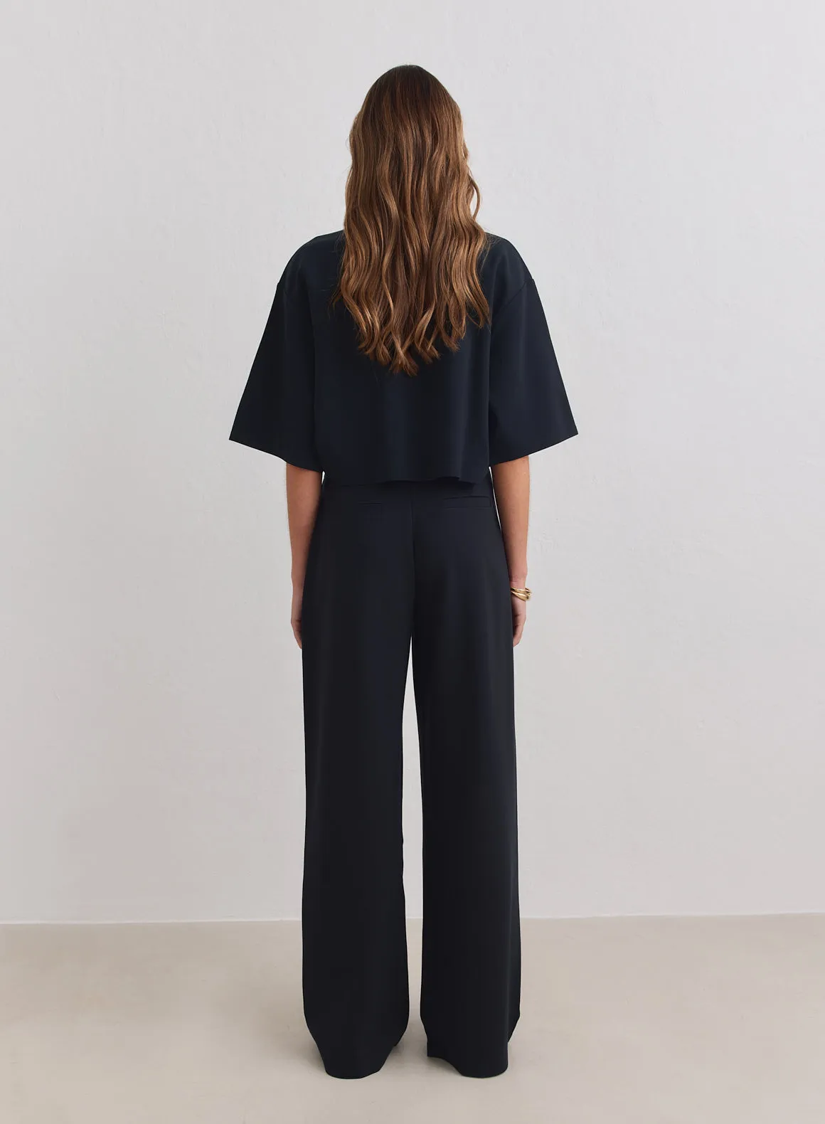 Black Luxe Relaxed Tailored Pants sold by Aimn product image thumbnail 5