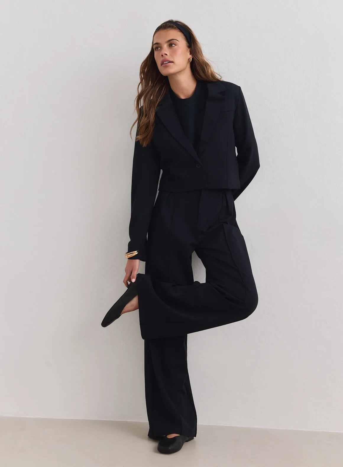 Black Luxe Relaxed Tailored Pants sold by Aimn product image thumbnail 2