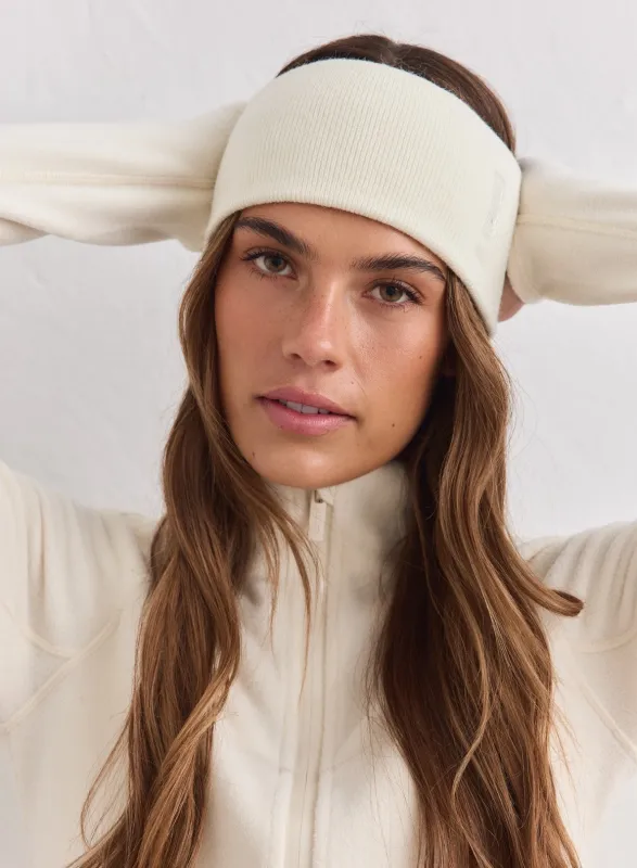 Cream Outdoor Logo Headband made by Aimn