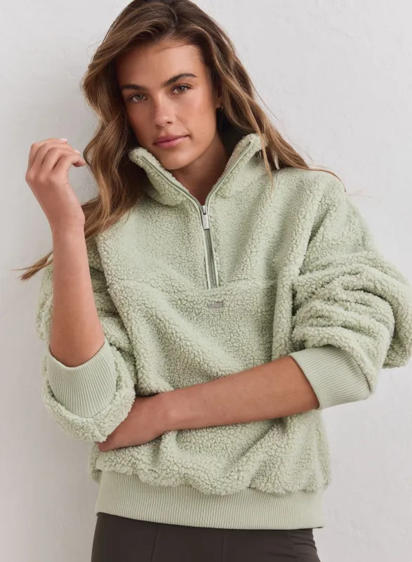 Pistachio Pile Half Zip made by Aimn