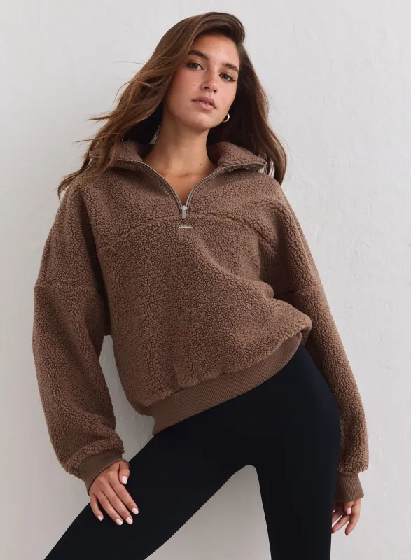 Hazelnut Pile Half Zip made by Aimn
