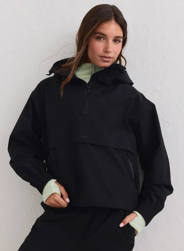 Black Waterproof Stretch Anorak made by Aimn