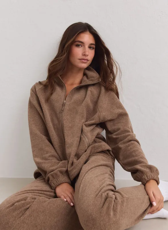 Hazelnut Fleece Zip Jacket made by Aimn