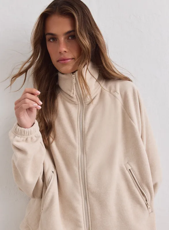 Sand Fleece Zip Jacket made by Aimn