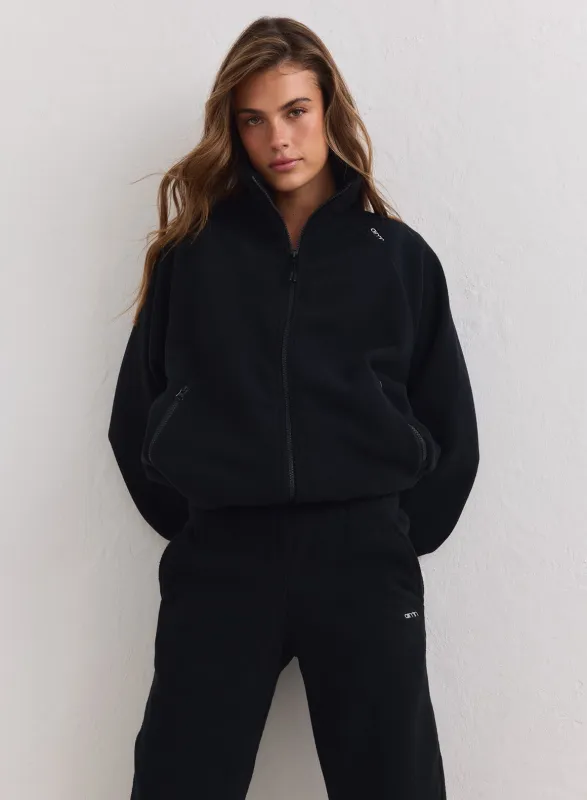 Black Fleece Zip Jacket made by Aimn