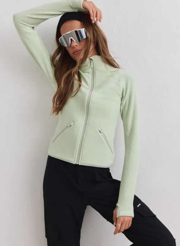Pistachio Stretch Fleece Zip Jacket made by Aimn