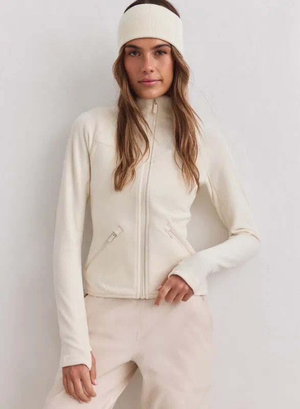 Cream Stretch Fleece Zip Jacket made by Aimn