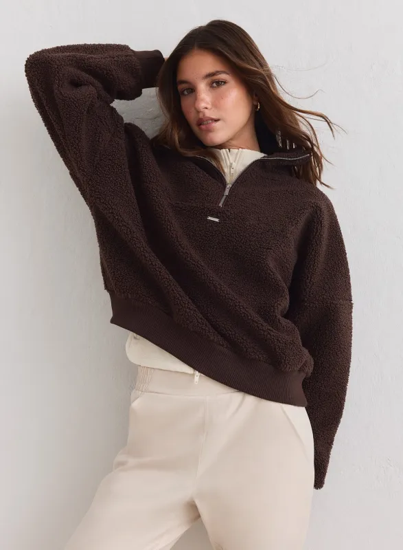 Chocolate Pile Half Zip made by Aimn