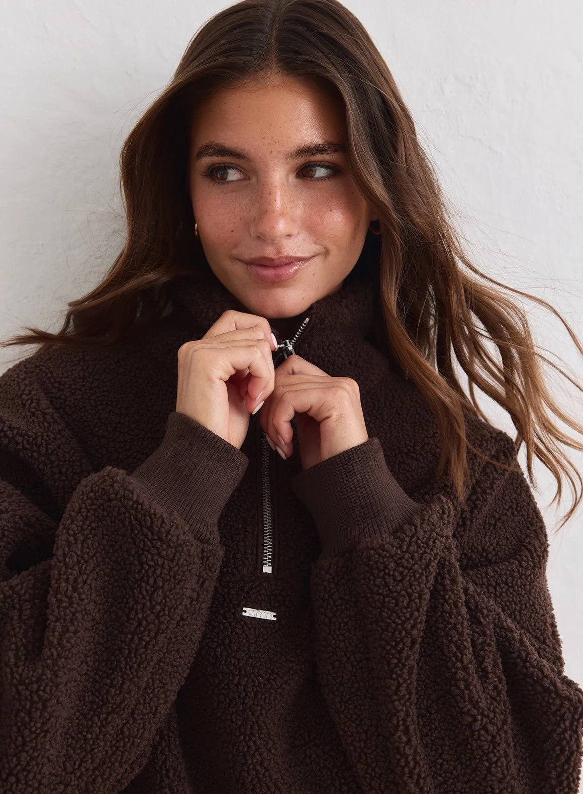 Chocolate Pile Half Zip sold by Aimn product image thumbnail 3