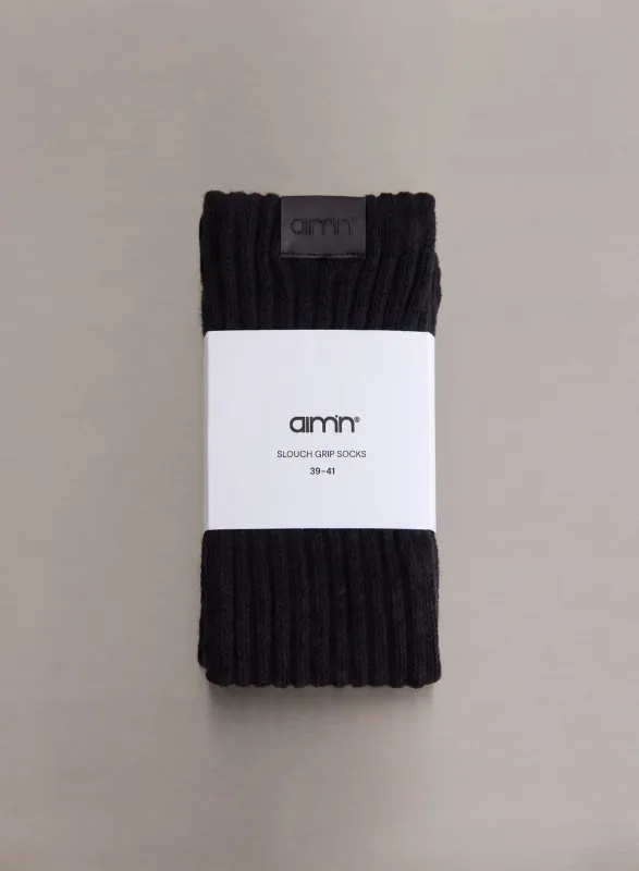 Black Slouch Grip Socks made by Aimn
